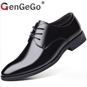 Brand GenGeGo （3 Days Delivery）COD Korean Style Fashion Black Leather Shoes For Men Formal Shoes Glossy Business Shoes Men Office Shoes Black Shoes For Men