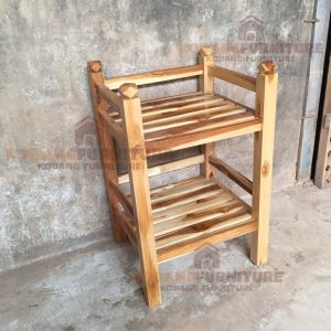 KODANG ชั้นวางเครื่องดื่ม ชั้นวางมิกเซอร์ 2 ชั้น ขนาด กว้าง 39 ยาว 44 สูง 69 ซม. ไม้สักทอง