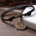 XZCXC Men Ankle Chain Bracelet Sandal Personality South Black Rope Foot Jewelry Foot Chain 12 Constellations Anklet. 