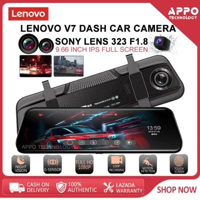 Lenovo V7 9.66 Inch dashcam Streaming Media Dual Camera Front and Rear Dual Recording Full HD 1080P Car DVR Rear View Touch Screen Rear View Camera IPS Touch Screen Flexible Front Lens with 170° Wide Angle dash camera for car