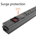 C14 interface PDU Power Strip Distribution Unit 2/3/4/5/6/7/8/9 Ways 3 pin Power Socket Extension with Switch  Surge protection. 
