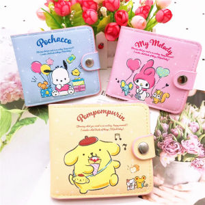 Kawaii Hello Kitty Cinnamoroll My Melody Kuromi Sanrios New Pu Casual Money Bag Coin Purse Card Holder Wallet With Buttons