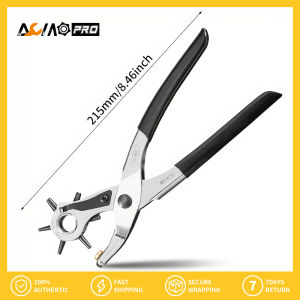 AumoPro Leather Hole Punch Leather Punch Tool for Belts/ Watch Bands/ Handbag Straps/ Fabric/ Saddles and More DIY Home Craft Projects Tool Heavy Duty Rotary Puncher Belt Punch