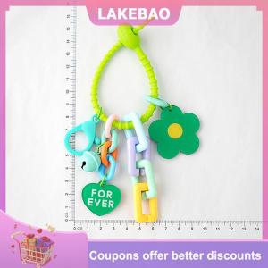 【LAKEBAO】 1pcs thời trang màu hướng dương móc khóa túi Mặt dây chuyền xe vòng chìa khóa Tai nghe trường hợp trang trí phụ kiện