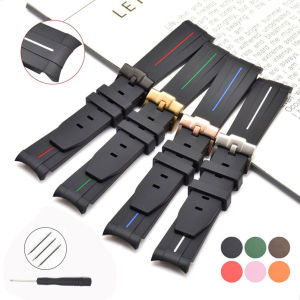 20mm 21mm 22mm Width Curved End Watchband For Rolex water ghost GMT Silicone Rubber Strap Sports Waterproof Wristband Universal Belt With tools