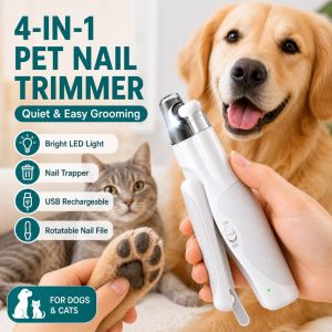 Pet Nail Grinder for Dogs & Cats | Rechargeable Quiet Paw Trimmer with LED Light