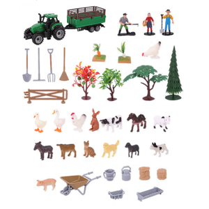 Farm Playset 49 Piece Minaiture Animals Tool Models For Constructing Scene With Cultivation Harvesting Activity