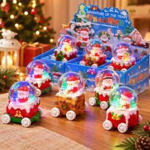 Perfect Mom and Baby Christmas Crystal Ball Resin Desktop Decor Seven Color Led Light Santa Snowman Tree Gift