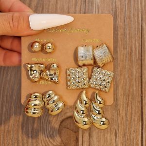 LUMIQLO 6Pairs Bohemian Bông tai thả Vàng Sao biển Bông tai dạng thả Vỏ sò Khuyên tai Quà tặng