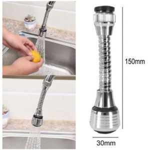 Sambungan Kran Air 360 Derajat Kepala Kran Wastafel Cuci Piring Booster Selang Lentur Stainless