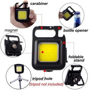(Siêu sáng) Đèn pin mini treo móc khóa đa năng sạc usb tiện dụng bản đặc biệt chống nước đèn led mini COB 800 Lumens