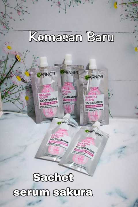 Sachet Garnier Sakura Glow Hyaluron 30x Booster Serum Skin Care - 7,5ml [Untuk Kulit Glowing Dalam 7 Hari] Serum Wajah