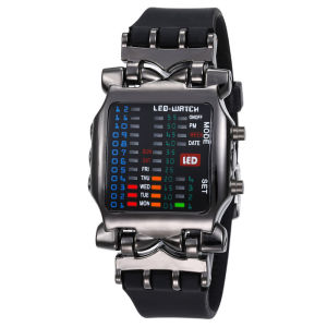 LED Watch Men Fashion Creative Crab Type Electronic Watch Luminous Binary Gift Business Style Cool Waterproof Multi Function