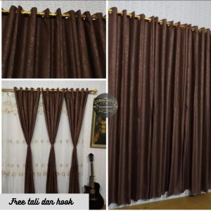 GORDEN EMBOSS POLOS MINIMALIS HORDENG Hordeng ruang tamu mewah Size 135x220