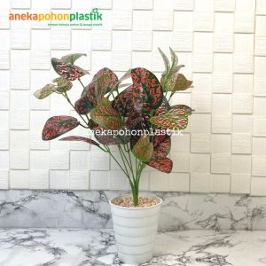 Tanaman Hias Tanaman Artificial Aglonema Ruby X9 Pot Ulir Cemara Dekorasi Ruang Tamu