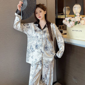 [LD8] Bộ Ngủ Mặc Nhà Pijama Lụa Dài TayThiết Kế Sang Chảnh Nữ Tính Phong Cách Hàn Quốc-HÀNG QUẢNG CHÂU