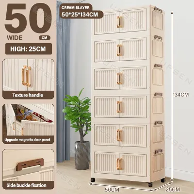 Storage Box Kitchen Storage Cabinet Clothing Foldable Cabinet With Wheel Grey For Clothes Space-saving Cabinet Drawer Organizer Transparent Storage Cabinet