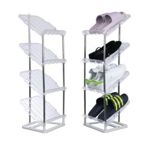 Kệ đựng giày dép inox 4 tầng Khay nhựa đựng trong suốt khung inox chắc chắn