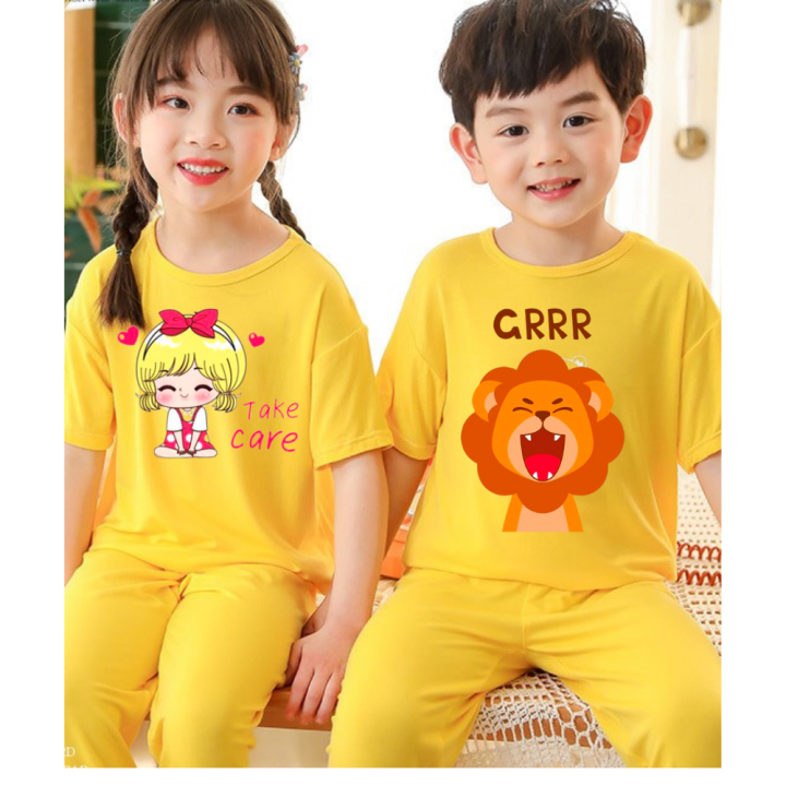 Terno T-Shirt Pants Pyjama w/ Cute Character Designs for Infant mos-12  Yrs Old for Baby Kids Girl Boy Sleepwear