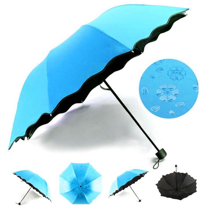 Women Umbrella Windproof Sunscreen Sakura Magic Flower Dome Ultraviolet ...