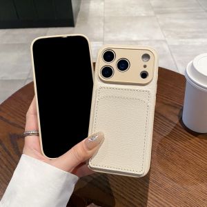 ZEEMIN Christmas and Halloween gifts Luxury Litchi Leather Texture Phone Case With Card Bag Case For iPhone 17 Air 16 15 14 Plus 13 12 11 Pro Max Fashion Shock Cover
