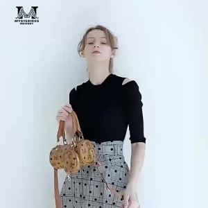 JNK #M005 PU Leather Barrel Bag with Small Purse Design Practical Storage (White Brown Coffee)