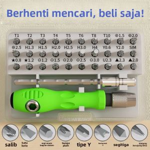 Obeng Hijau 30 in1 Kecil Screwdriver Repair Tool Kit Multifungsi Magnet