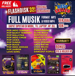 USB V-GEN 32Gb FLASHDISK Musik Full Mp4 dan Mp3 Flashdisk lagu buat mobil  usb langsung ada musik Storage Otg Penyimpanan flashdisk - Astro V-Gen 32GB