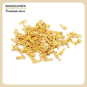 [COD] ขั้วต่อสายขั้วขั้วต่อสายไฟสำหรับรถยนต์ลำโพงทองเหลืองสีทองขนาด6.3มม. จำนวน100ชิ้น