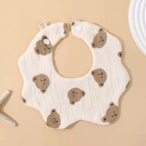 Baby 6-Layer Cotton Muslin Petal Bib - Korean Ins Cute Baby Saliva Towel for Baby Infant Drool Bib Bayi 儿童全棉纱布围嘴六层宝宝口水围兜可爱母婴用品婴儿口水巾