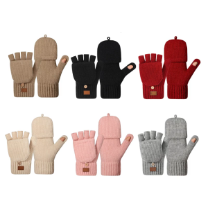 Dày Găng tay mùa đông hở ngón nữ thiết kế đôi lót Windproof cho cực lạnh