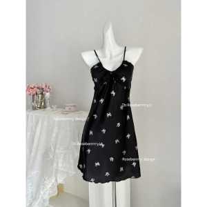 Dress Pendek Piyama Wanita DS-6537 Dress Mini Daster Santai Kupu kupu Dress Tidur Ice Silk Adem Mimon Home