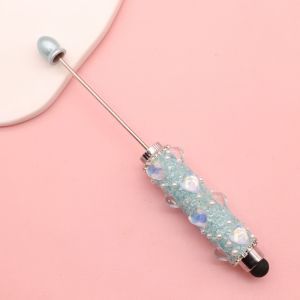 OKONOK 1pc 2 trong 1 Bút có thể gắn hạt trang trí Cương Trái Tim Cảm ứng điện dung Bút bi Lấp lánh Đồ trang trí tự làm bằng hạt cườm Bút cảm ứng Quà tặng
