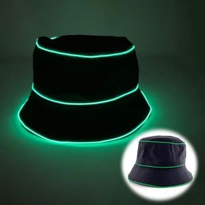 DOWNA Dây EL Mũ xô LED Chế độ nhấp nháy Polyester Mũ phát sáng Sử dụng pin Mũ phát sáng nhấp nháy Phụ nữ Nam giới