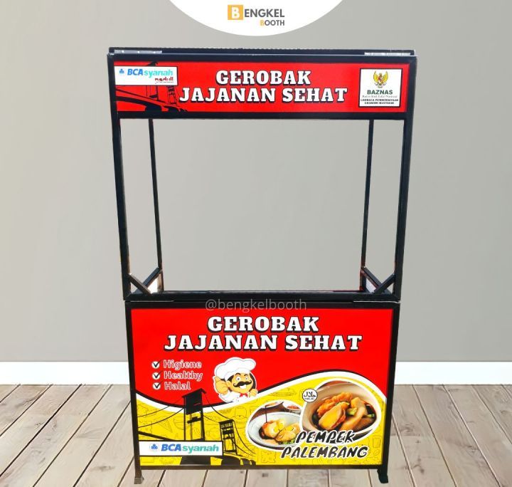 Booth Portable Model Lipat Ukuran Medium - Sangat Praktis Pemasangannya - Polos Tanpa Gambar Branding (Booth Portable / Booth Lipat / Gerobak Lipat / Meja Lipat Jualan)