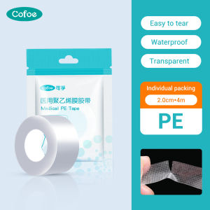 Cofoe Waterproof Medical Adhesive Tape Roll Wound Dressing Surgical Tape Transparent Fixation Plaster Hypoallergenic Paper Tape Plastic PU Film Bandage Roll