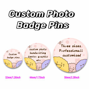 32/44/58mm Round Handmade Custom Photo and Handwriting Text BadgeDIY/Lovers/Babies/Star/Pets/Anime/Etc Exclusive Brooch Pin Gift Accessory