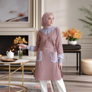 BAJU BLUS WANITA ALNITA NOURA WOODROSE / BLUS SPORT ALNITA BAHAN VERDE MIX DOBBY