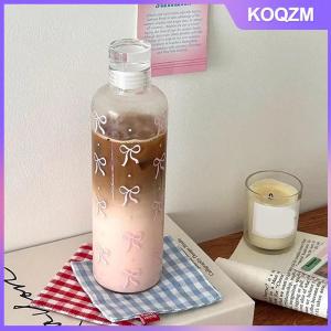 KOQZM 500ML Kawaii Bow Plastic Water Bottle With Time Scale Transparent Water Cup Outdoor Sports School Drinking Water Bottle