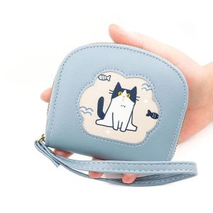 COSE Zipper Cute Cat Short Wallet Cartoon Multi-card Slot PU Leather Card Bag Mini Clutch Bag Card Holder Women