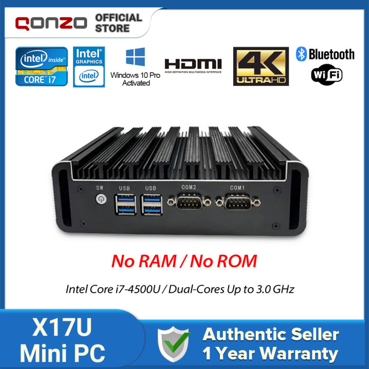 X17U Fanless Mini PC 8G+512G Intel Core i7-4500U Windows 10 Linux WIFI  RS232 COM Thin Client Mini PC Pfsense Micro Lan Port Gigabit Internet