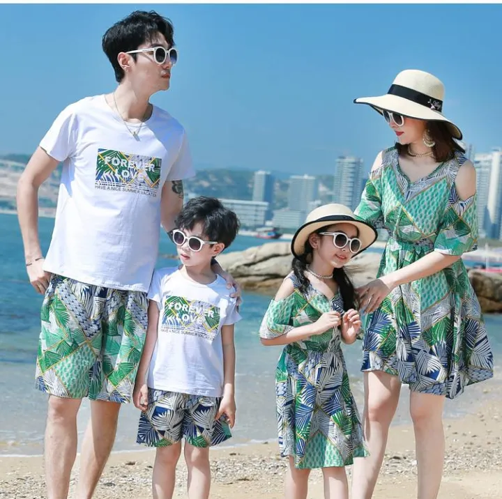 Family couple holiday beach outfit clothes Family parent-child