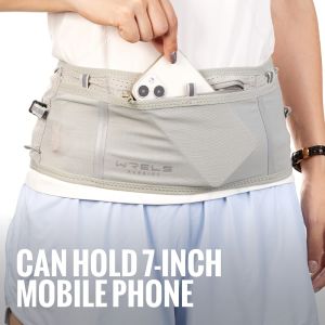 1pc WRELS Invisible Mesh Running Belt Bag - Breathable High-Stretch Knit Fabric with Multi-Pocket Design Adjustable Strap for Running Hiking Yoga & Marathon - Black Sports Accessory Sleek Sports Gear Secure Storage Solution