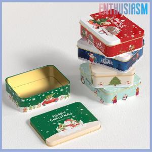 【Enthusiasm】🌟🌟【Hot Sale】🎈 Christmas Transparent Window Tin Box Cookie Candy Tinplate Chocolate Storage Box With Exquisite Lid Christmas Gift Packaging Box