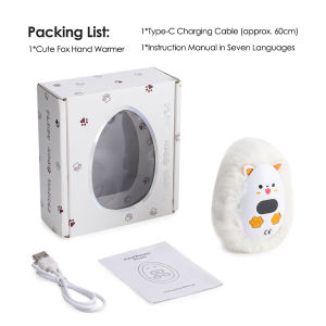 Hand Warmer Cute Fox Shape Long-lasting Safe Heat Plush Mini Electric Hand Warmer Fast Heating Portable Pocket Heater 3 Heating Levels Winter Gifts for Men Women USB Rechargeable