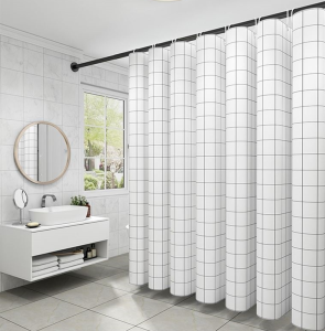 【24H Ship】High Quality 180x180cm Bathroom Waterproof Shower Curtain Makapal Black White Gray Blue Beige Brown Pink Green Purple Khaki Mosaic Circle Triangle Plaid Stripe Plant Flowers And Leaves Polyester Waterproof Shower Curtain With 12 Hooks