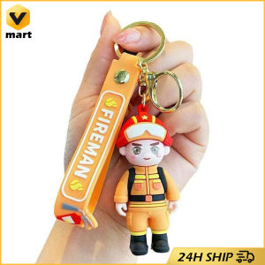 Fireman Keychain Cute Fashion Police Doll Pendant Key Ring Durable Delicate Cartoon Three-dimensional Car Key Chain Bag Hanging
