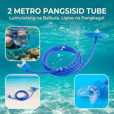 2m Full dry breathing apparatus adult men and women diving swimming camping stream diving experience equipment swimming breathing tube