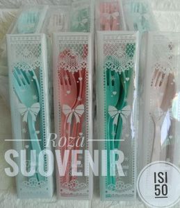 SOUVENIR PERNIKAHAN SENDOK SET 3IN1 (SENDOK+GARPU+SUMPIT) KEMAS MIKA ISI 50 PCS