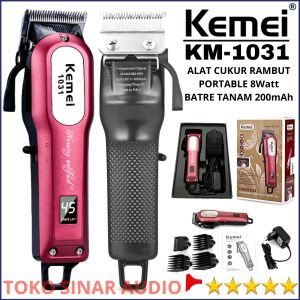 Mesin Pencukur Rambut 1 Set Komplit Dapat Di Cas Isi Ulang USB KEMEI KM-1031 / KEMEI KM 1031 Professional Hair Clipper Pro Exellent Industrial ( FREE 4 SISIR BEDA UKURAN ) | TOKO.S.A